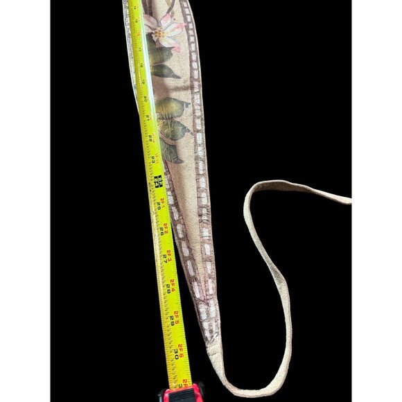 Vintage Soft Leather Belt w/ Ceramic Buckle Hand Painted 1980’s Bohemian Floral - Picture 5 of 9